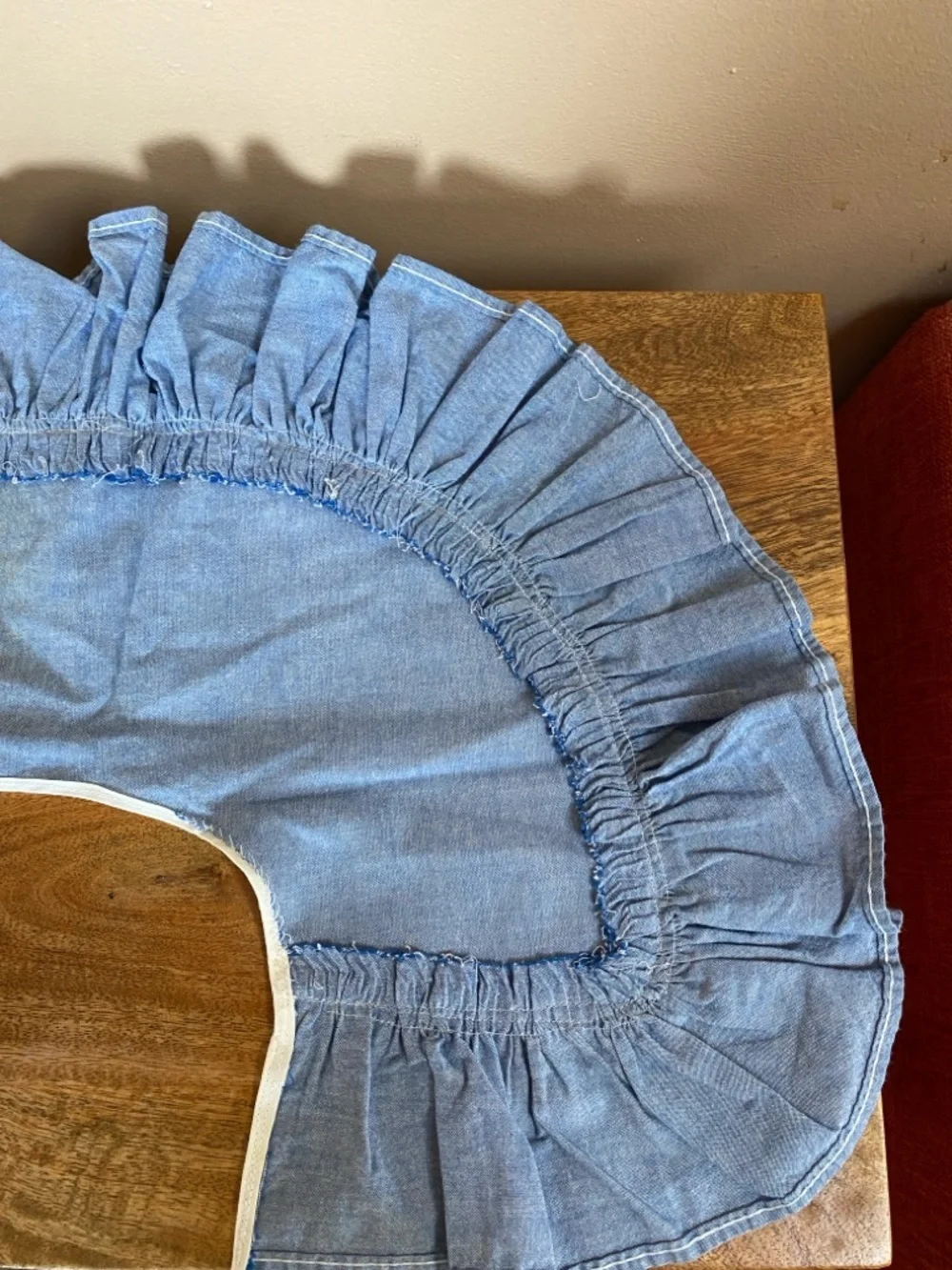 Vintage Inspired Novelty Chambray Denim 
Oversized Detachable Collar Ruffle - Picture 8 of 10